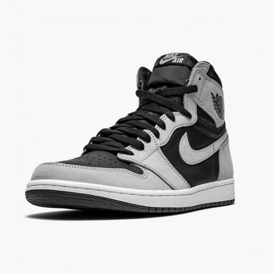 Air Jordans 1 High OG Shadow 2.0 Black Light Smoke Grey White Womens And Mens 555088 035 