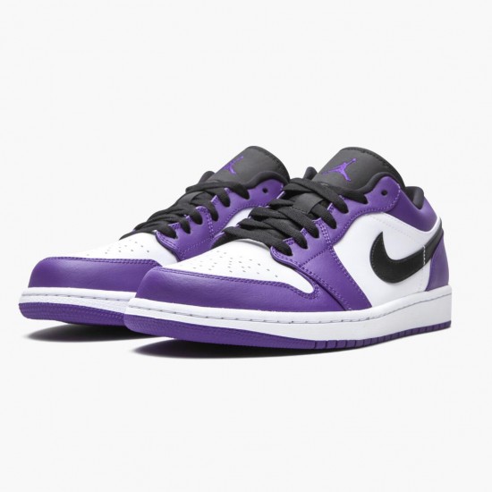 Air Jordans 1 Low Court Purple White Black Womens And Mens 553558 500