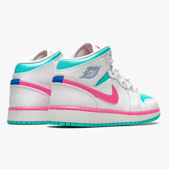 Air Jordans 1 Mid Digital Pink And Aurora Green Womens 555112 102