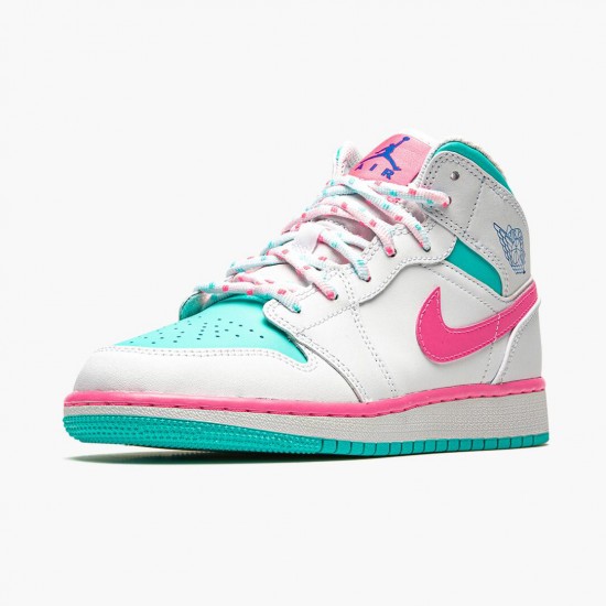 Air Jordans 1 Mid Digital Pink And Aurora Green Womens 555112 102