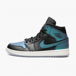 Air Jordans 1 Mid Iridescent Black Blue Womens And Mens bq6472 009 