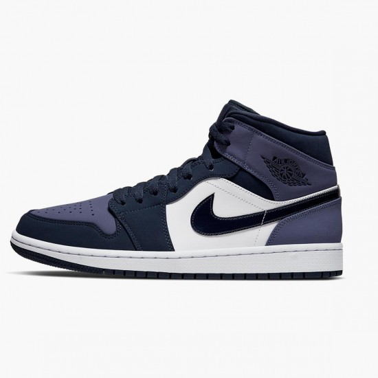 Air Jordans 1 Mid Obsidian Sanded Purple White For Sale Womens And Mens 554724 445 