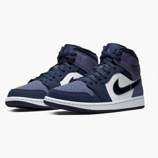 Air Jordans 1 Mid Obsidian Sanded Purple White For Sale Womens And Mens 554724 445