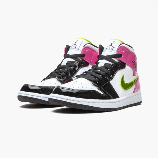 Air Jordans 1 Mid Se White Cyber Active Fuchsia Womens And Mens Cz9834 100