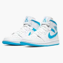 Air Jordans 1 Mid UNC White Blue Womens BQ6472 114 