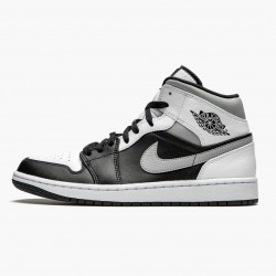 Air Jordans 1 Mid White Shadow Unisex Basketball Shoes Mens 554724 073 