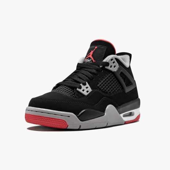 Air Jordans 4 Retro Bred Black Fire Red Cement Grey AJ4 Basketball Shoes Womens And Mens 308497 060