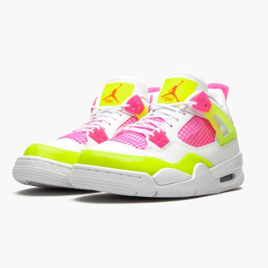 Air Jordans 4 Retro White Lemon Pink GS Youth Grade School 2020 Womens And Mens CV7808 100