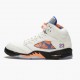 Air Jordans 5 Retro International Flight Sail Orange Blue Metallic Silver Shoes Mens 136027 148