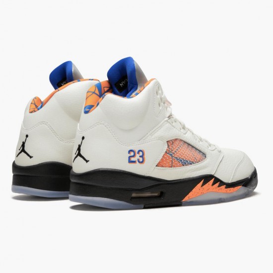 Air Jordans 5 Retro International Flight Sail Orange Blue Metallic Silver Shoes Mens 136027 148