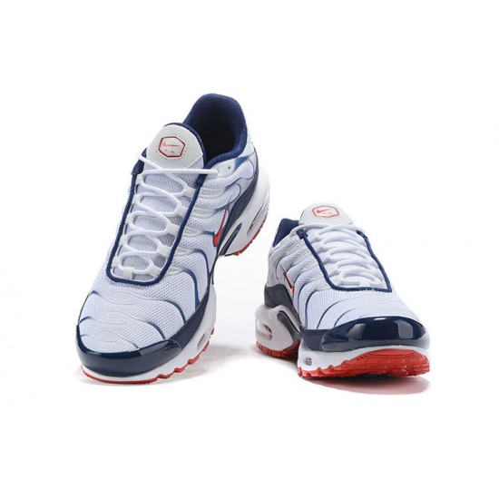 Nike Air Max Plus Tn Mens Shoes  QS White Blue and Red