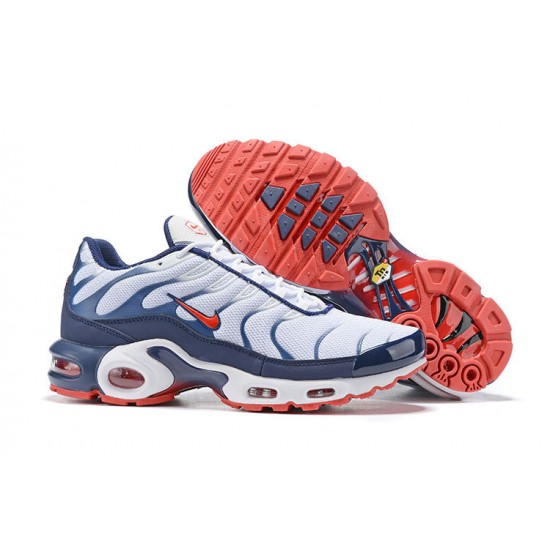 Nike Air Max Plus Tn Mens Shoes  QS White Blue and Red