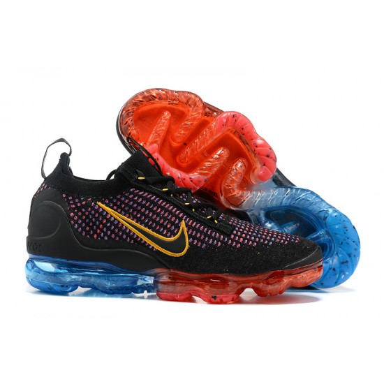 Nike Air VaporMax 2021 Flyknit Unisex Shoes Black Red and Blue