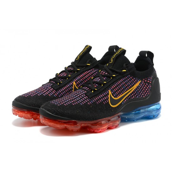 Nike Air VaporMax 2021 Flyknit Unisex Shoes Black Red and Blue