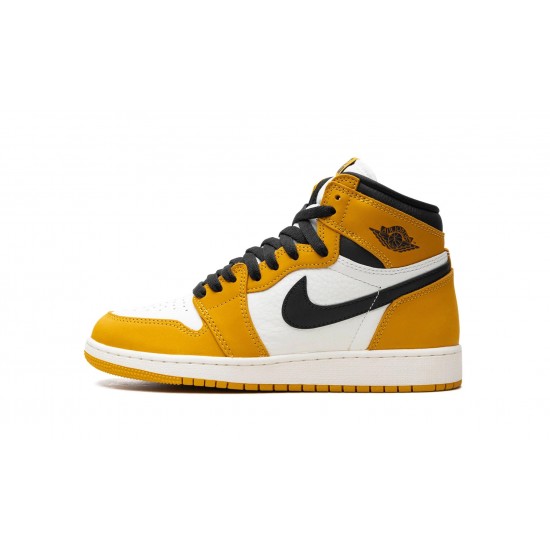 Nike Air Jordan 1 High Yellow Ochre  Black GradeSchool FD1437-701 Shoes