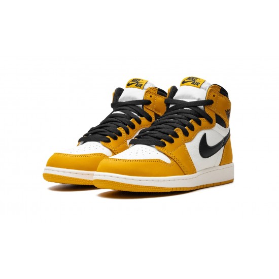 Nike Air Jordan 1 High Yellow Ochre  Black GradeSchool FD1437-701 Shoes