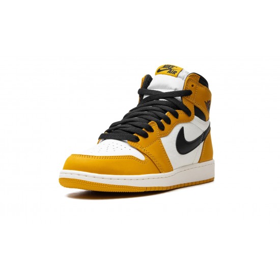 Nike Air Jordan 1 High Yellow Ochre  Black GradeSchool FD1437-701 Shoes