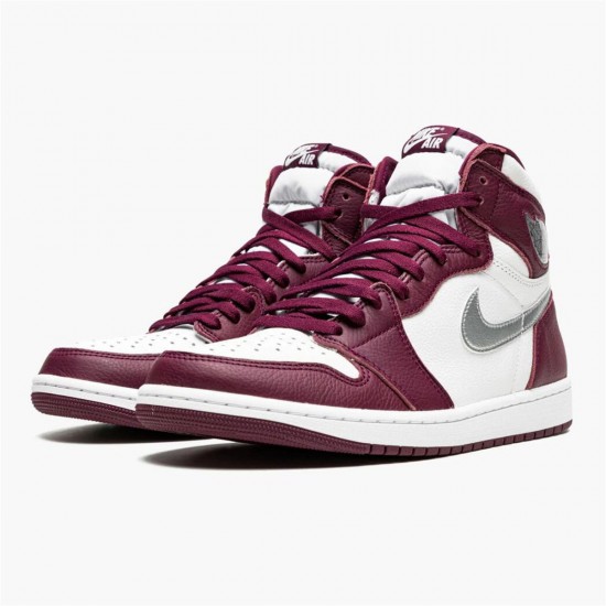 Air Jordan 1 High OG Bordeaux 555088-611 Women And Men Shoes