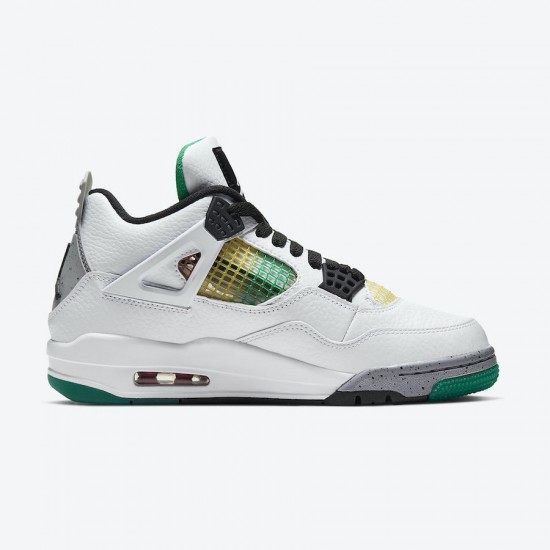 Air Jordan 4 WMNS "Rasta" Black White Green Men Women AJ4 Shoes AQ9129-100